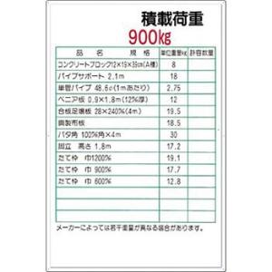つくし工房 安全標識 36-D 『積載荷重900kg』 揚重機の荷重表示標識 900×600mm カ...