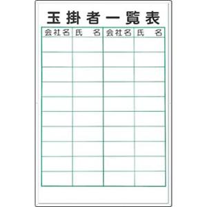 つくし工房 安全標識 89-C 『玉掛者一覧表』 資格・選任者一覧表 ボードマーカー付 900×60...