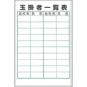 つくし工房 安全標識 89-CS 『玉掛者一覧表』 資格・選任者一覧表 900×600mm SCボー...