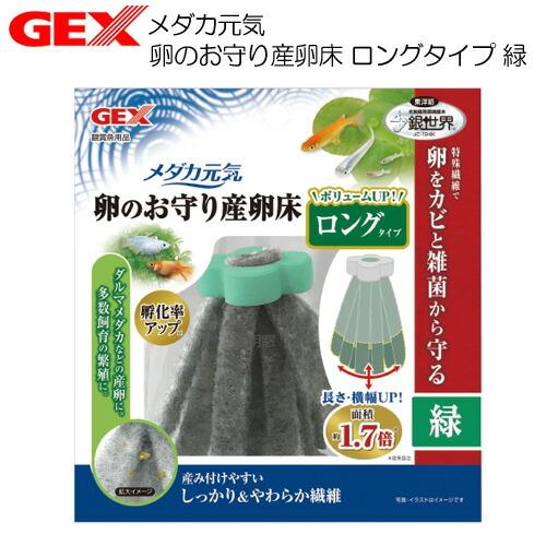 (アクアリウム 用品)GEX　メダカ元気 卵のお守り産卵床 ロングタイプ 緑