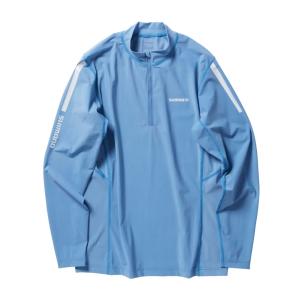シマノ ウォーターリペル ハーフジップシャツ ロングスリーブ サックスブルー SH-040X (フィッシングシャツ Tシャツ)｜fishing-you