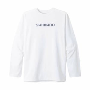 シマノ コットン ロゴ ロングスリーブ ホワイト SH-011V (フィッシングシャツ・Tシャツ)｜fishing-you