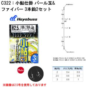 ハヤブサ 小鮎仕掛パール玉＆F3本2セット C322 (小鮎　仕掛け) ゆうパケット可｜fishing-you