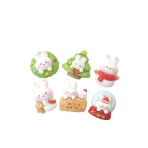 デコパーツ クリスマスパーツ 白ウサギアソート 20個セット 単価21円 / ミニチュア材料 メール便対応可