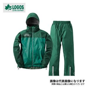 ロゴス バックパックレインスーツ　アディ L グリーン 28734362 レインウエア 雨具 アウトドア 軽量 防水 透湿｜fishingmax-webshop