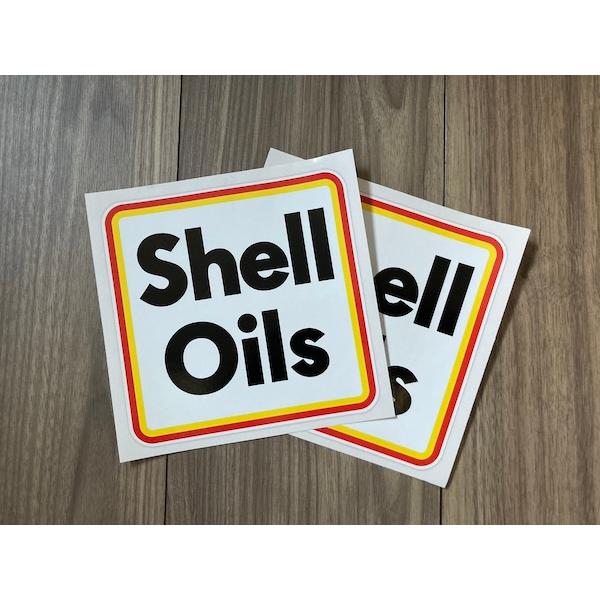 SHELL OIL シェル オイル スクエア ステッカー 2枚セット 140mm x 140mm