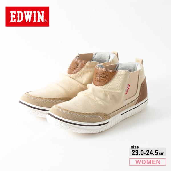 エドウィン EDWIN レディーススリッポン サイドゴアSPN (BEG) EDW4648　フィット...