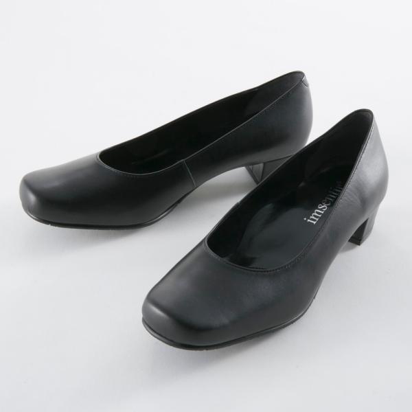 イムサンティルプラス imsentir+ レザー 本革  ラウンド スクエア ローヒール パンプス ...
