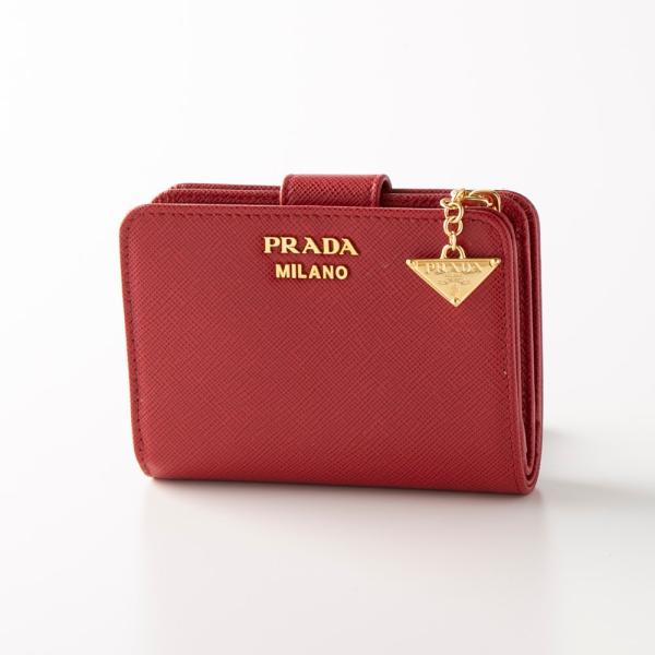 プラダ PRADA SAFFIANO TRIANGOLO 折り財布 ロゴチャーム付き 1ML018 ...