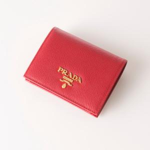 PRADA（プラダ） 財布 三つ折り フォーコ レッド ミニ財布 コンパクト