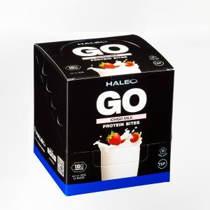 HALEO GO ハレオゴー プロテインバイツ（イチゴミルク）1ケース(12個入り)  HALEO ミルクプロテイン10g 食物繊維 スナック デザート｜fitnessclub-y