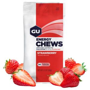 GU グー エナジー チュー ENERGY CHEWS ストロベリー ( 12袋入 ) グミ キャンディ エネルギー 補給  試合 大会 レース トレイル マウンテン ランナー トレラン｜fitnessclub-y