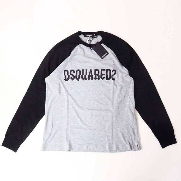 DSQUARED2 ディースクエアード S74GD1107 バイカラー ラグラン ロゴ 長袖Tシャツ...