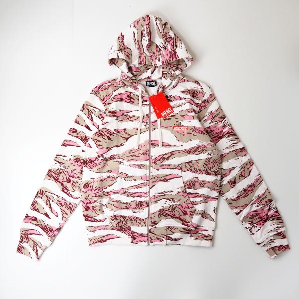 DIESEL ディーゼル S-GINN-HOOD-JIP-HS1 メンズ ゼブラカモ 総柄 フルジッ...