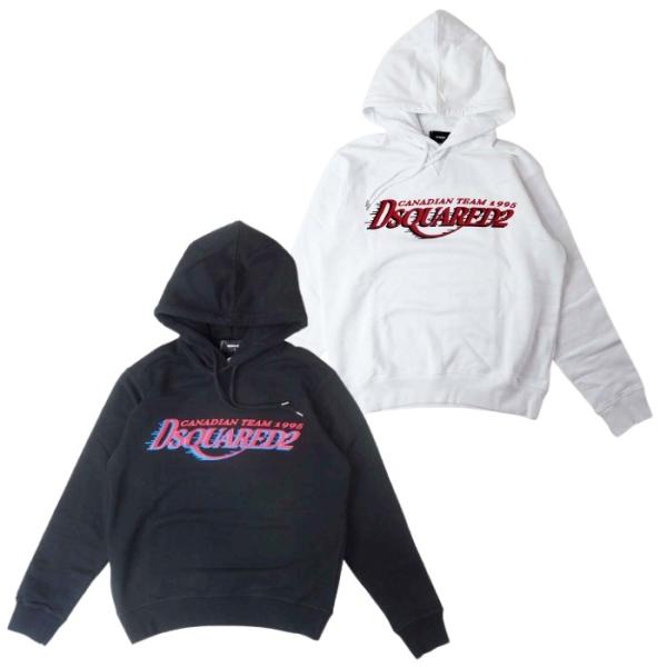 DSQUARED2 ディースクエアード S74GU0782 ロゴ プリント プルオーバー フーディ ...