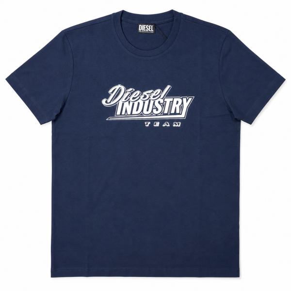 DIESEL ディーゼル メンズ INDUSTRY ロゴ プリント 半袖 Tシャツ ネイビー