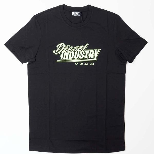 DIESEL ディーゼル メンズ INDUSTRY ロゴ プリント 半袖 Tシャツ ブラック