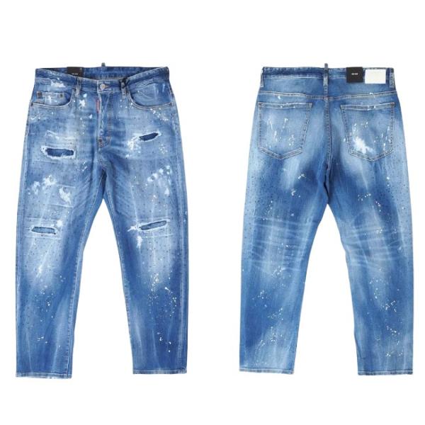 DSQUARED2 Bro Jeans S74LB1441 ダメージ ペイント加工 ラインストーン ...