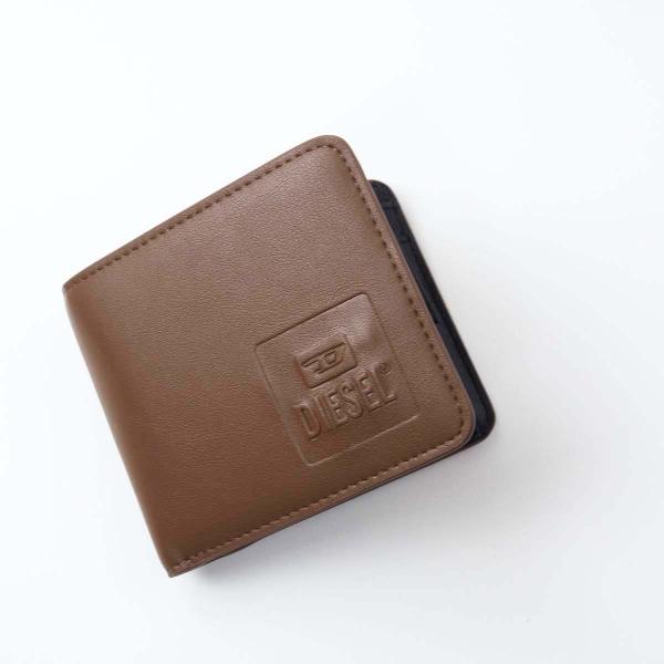 DIESEL ディーゼル エンボスロゴ 二つ折り財布 ブラウン
