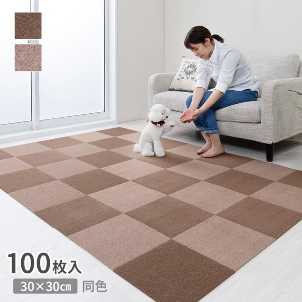 おくだけ吸着 吸着撥水プレミアムマット ループ 30×30cm　同色100枚入 犬用カーペット