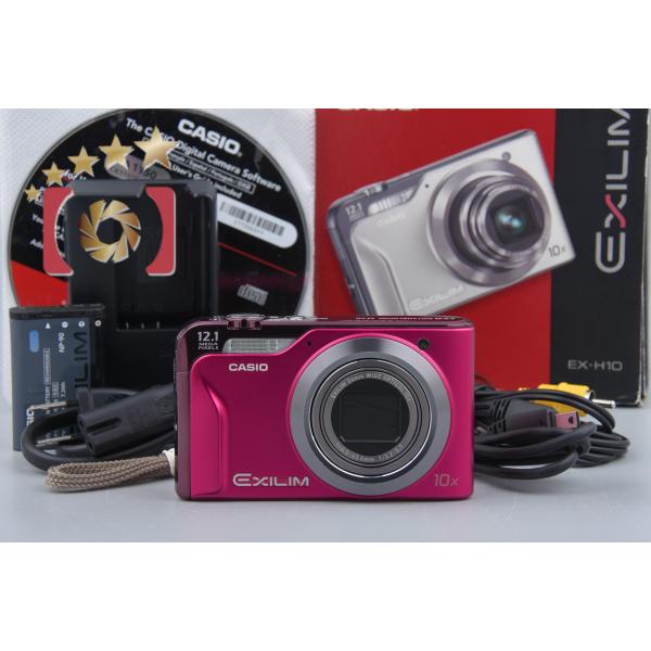 【中古】Casio カシオ EXILIM EX-H10 ピンク コンパクトデジタルカメラ 元箱付き