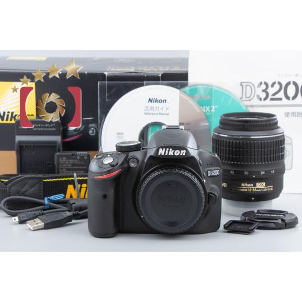 【中古】Nikon ニコン D3200 18-55 VR レンズキット ブラック シャッター回数僅少...