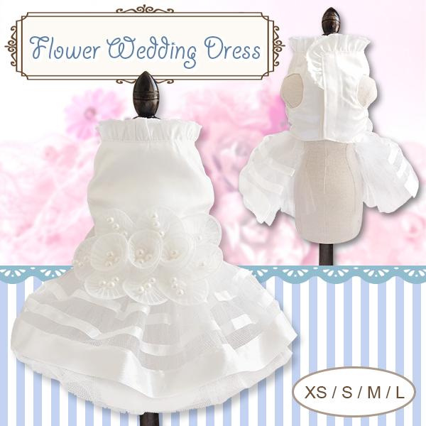 犬用 フラワーウエディングドレス 結婚式 リングドッグ 犬服 ドレス 礼服 フォーマル おめかし パ...