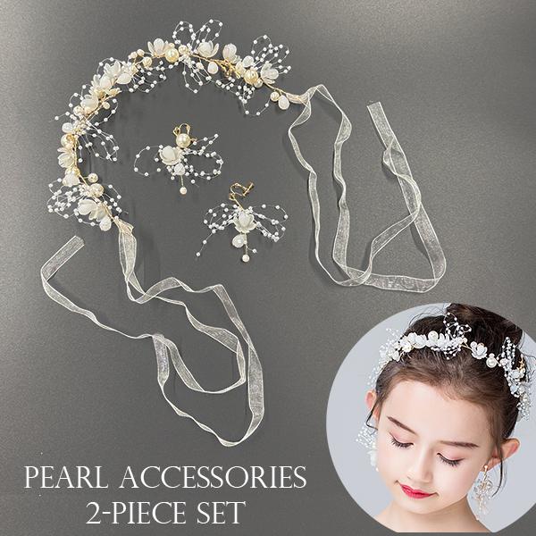 キッズ パールアクセサリー 2点セット イヤリング ティアラ 髪飾り パール キッズ 子供 発表会 ...