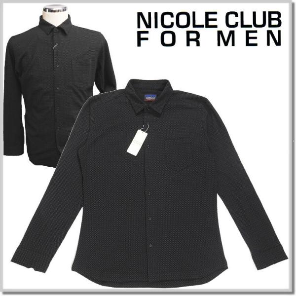 ニコルクラブフォーメン NICOLE CLUB FOR MEN ニットサッカーチェック長袖シャツ 3...