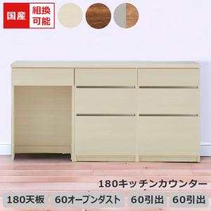 ニトリ（NITORI） キッチン収納カウンター (幅180cm 引き出し+開き扉+