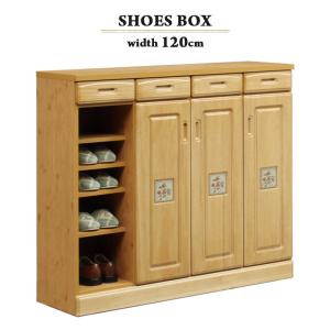 和風引き戸シューズボックス 3枚扉 天然木 幅115 奥行38 高さ95