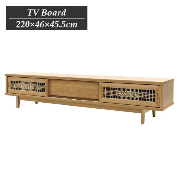 ローボード テレビボード ロータイプ ホワイトオーク 幅220cm 木製 天然木 ひのき 桧 引き出...