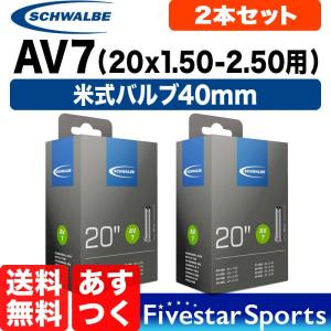 2本セット AV7 20インチ x 1.5-2.4 inch用 米式バルブ長40mm シュワルベ SCHWALBE 7AV 自転車 チューブ 小径 ミニベロ 街乗り 送料無料 あすつく