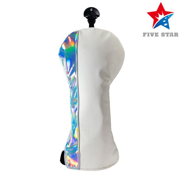 ヘッドカバー ゴルフ フェアウェイ用 エンボス ホログラム ミラー ミラー加工 ホワイト 白 おしゃ...