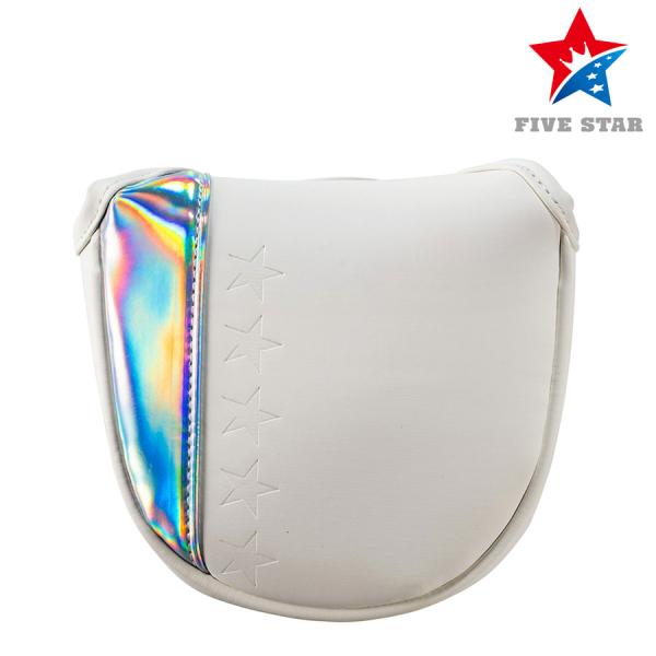 パターカバー ゴルフ パター マレット型 エンボス ホログラム ミラー ミラー加工 ホワイト 白 お...