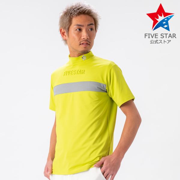 モックネック ゴルフウェア 半袖 メンズ シャツ ストレッチ メッシュ イエロー グリーン 春 夏 ...