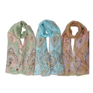 シルク100％ スカーフ ロング レディース ペイズリー 大判 長方形 592