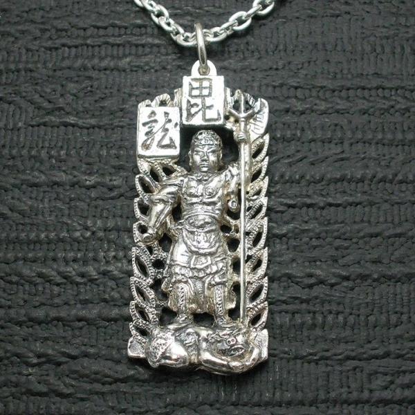 ペンダント 仏像 泥足毘沙門天 メンズ シルバー９２５ ネックレス 上杉謙信