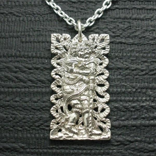 ペンダント 仏像 摩虎羅大将 メンズ シルバー９２5 ネックレス 板彫 まこら