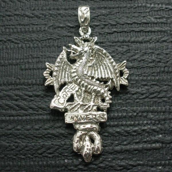 ペンダント ドラゴン ワイバーン メンズ シルバー９２５ クロス 龍