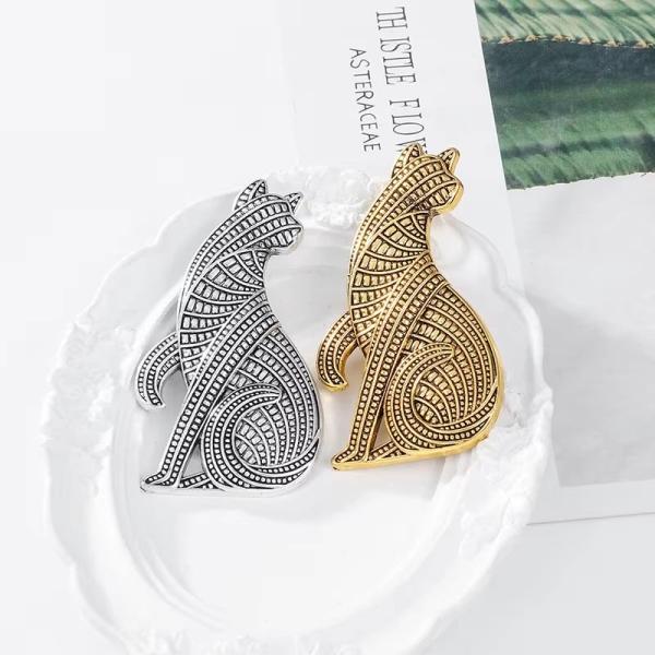 ブローチ ネコ ネコ 猫 キャット ストールピン ゴールド 金色 シルバー 銀色 おしゃれ 母の日 ...