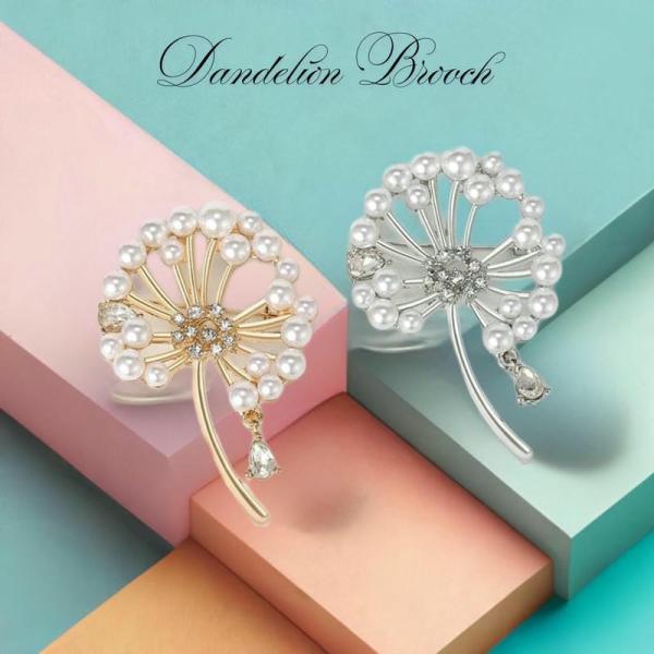 パール タンポポ ブローチ レディース 花モチーフ 上品 ギフト おしゃれ アクセサリー 送料無料