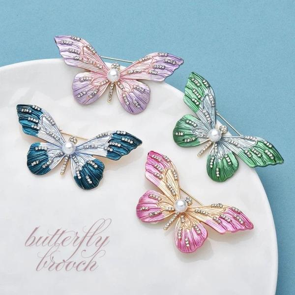 蝶 ブローチ レディース パール 蝶々 バタフライブローチ エナメル フォーマル コサージュ ストー...