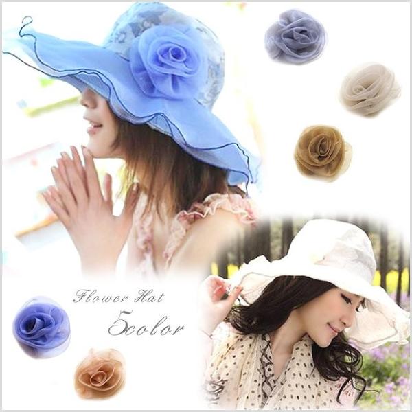 エレガントつば広花柄帽子 母の日 ギフト プレゼント 入学式