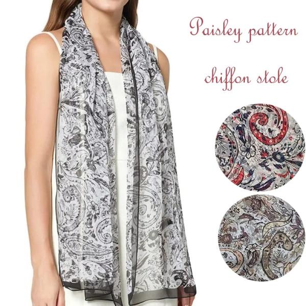 ペイズリー柄 シフォンストール 薄手 レディース 春夏秋 UV対策 ギフト対応