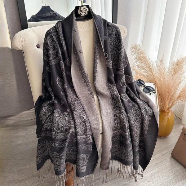 大判ストール 190×70cm ペイズリー柄 レディース ショール マフラー 薄手 秋冬 春 上品 ...
