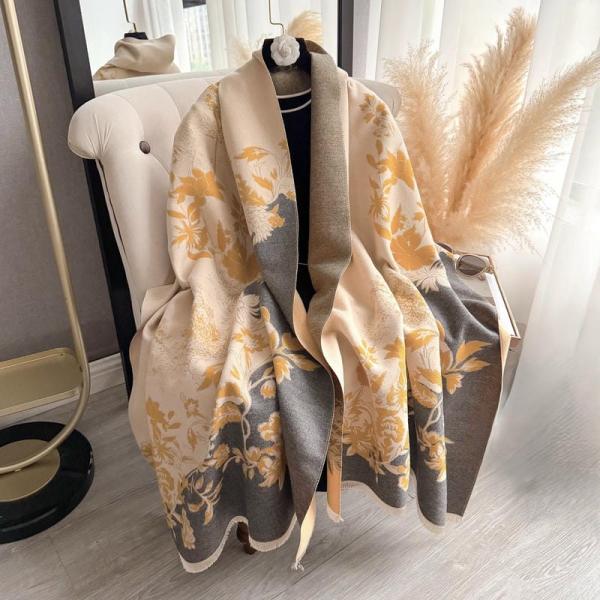 花柄 ストール 大判 185×65cm リバーシブル 秋冬 春 レディース ショール 羽織り ひざ掛...