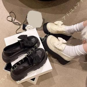 ローファー レディース リボン 女子 学生 6センチヒール フォーマル 大きいサイズ 小さいサイズ 厚底靴 学生靴 パンプス ロリータ チャンキーヒール