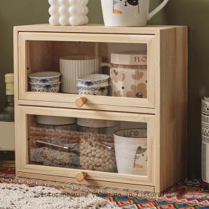 ミニ食器棚 木製 多機能 引出し 両方から使える カウンター上 スパイスラック カントリー風 卓上 キッチン収納 調味料ラック スパイスラック おしゃれ 目隠し