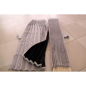 トラックカーテン サイドカーテン プリーツ 表グレー/裏黒 巾100ｘ丈80cm 2枚入り1級遮光 ...